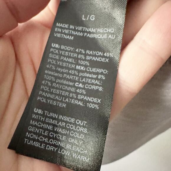 WHBM Gray Satin Side Zip Funnel Neck Soft Long Sleeve Top Women's size large - Picture 8 of 11